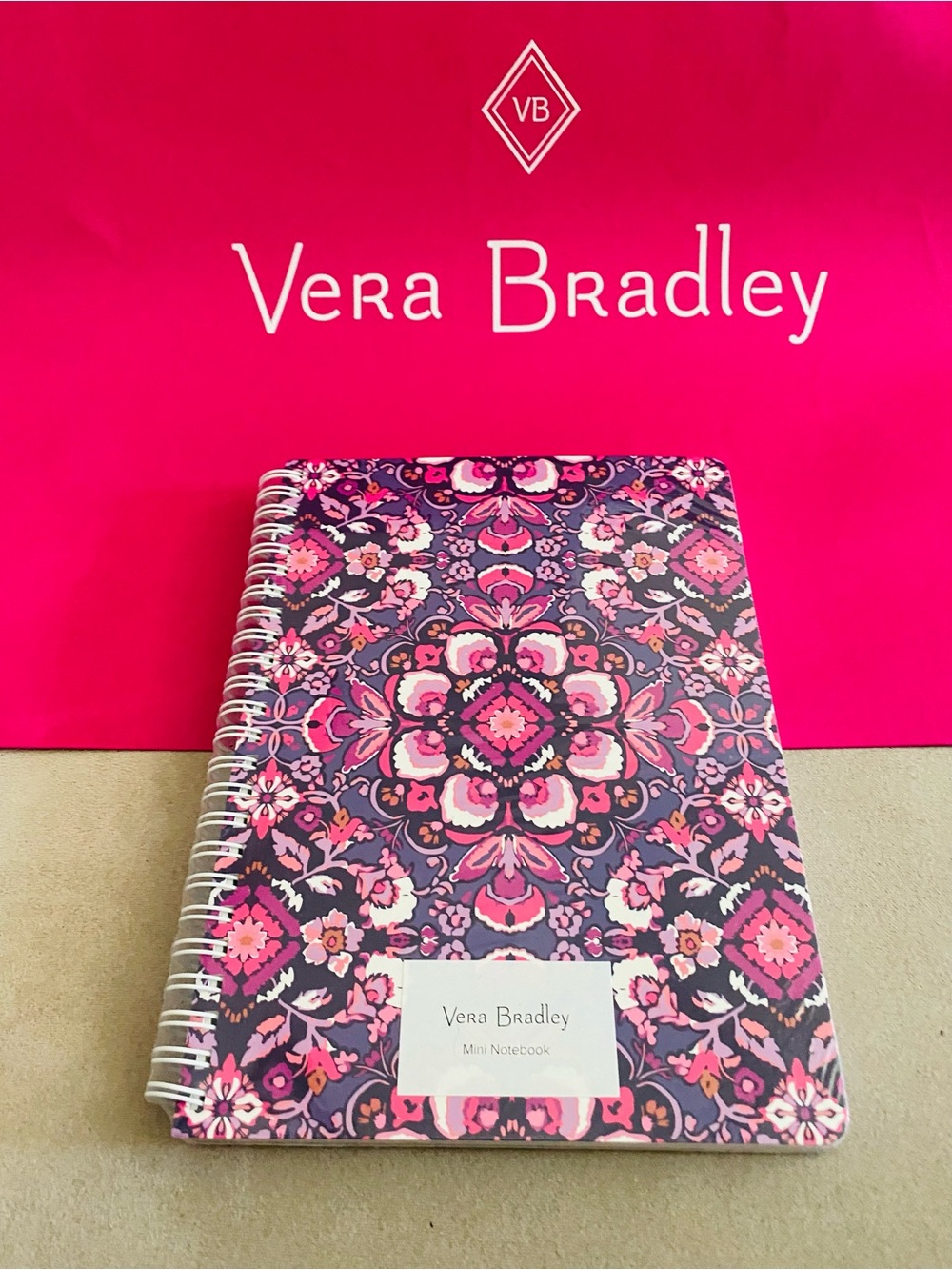 Vera Bradley Mini Spiral Notebook NWT Magenta Medallion. 160 pages